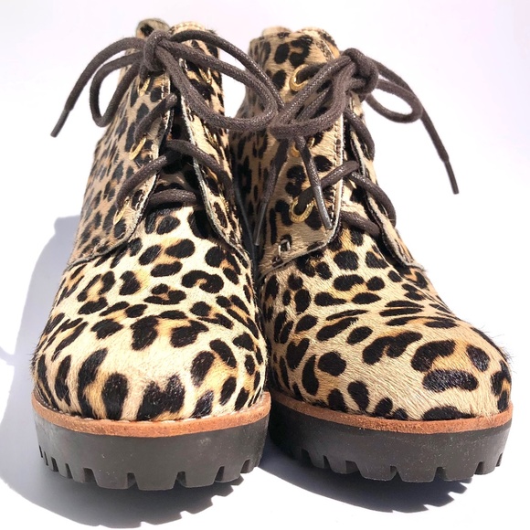 Sperry Top Sider Princeton Ankle Boot women 6M Leopard Print Lace Up High Heel - Picture 9 of 16
